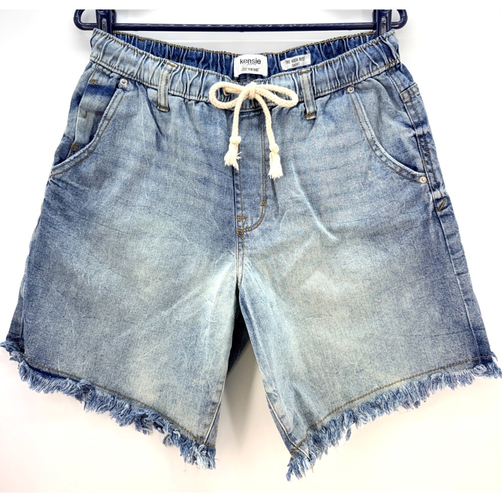 Kensie Jeans Denim Shorts Sz 12 31 High Rise Frayed Hem Jorts Picnic Princess
